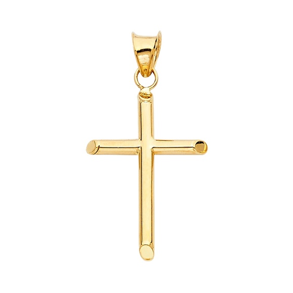 TGDJ 14k Yellow White Gold Religious Cross Pendant Height 24 MM Width 18 MM